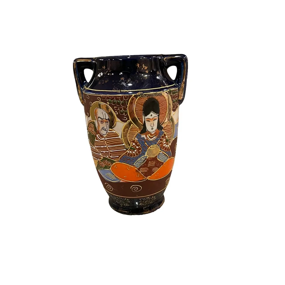 Vintage Japanese Hand Painted Moriage Vase 7